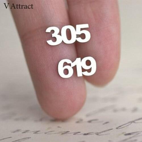 Area Code Pendientes Mujer Moda Personalized Old English Numbers Stud Earrings Women Custom Jewelry Save The Date Earring Gift