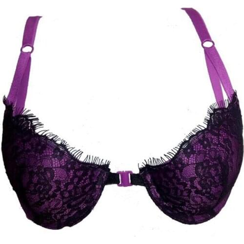 Free Shipping Women Brassiere Sexy Lace Bras Front Closure Back Bandage Striped Intimates Bras Just For 32B NO.2748
