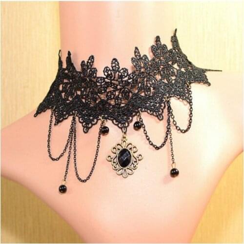Fashion Jewelry Vintage Cutout Lace Tassel Necklace Gothic Statement Necklace Bohemian Elegant Feminine Necklace