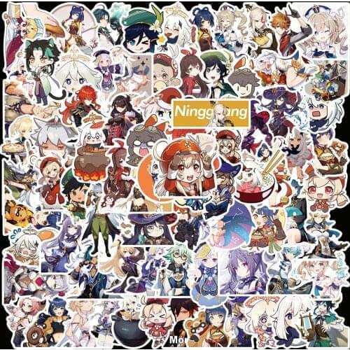 10/50/100pcs Cartoon Genshin Impact Game Stickers For Laptop Motorcycle Skateboard guitar DIY Phone Stickers Decal Children Toy