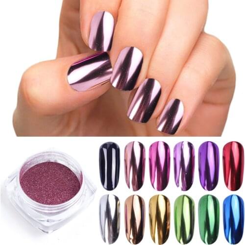 13pcs Chrome Silver Rose Gold Nail Mirror Powder Pigment Dust Holographic Glitter Polishing For Nail Art Decorations JIC/ASX
