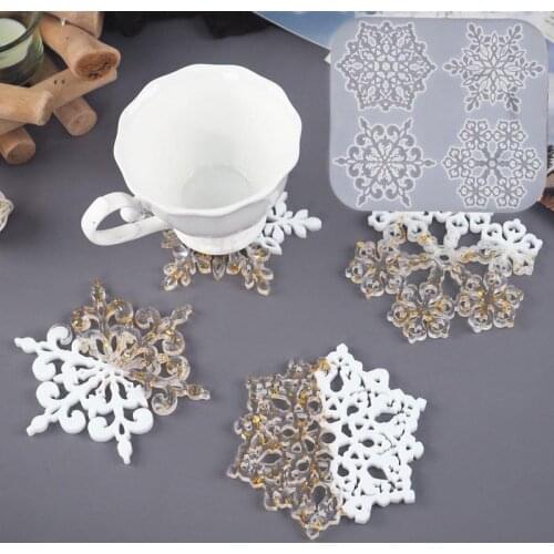 2021 Snowflower Coaster Silicone Mold Resin Casting Molds DIY Crystal Epoxy Resin Coaster Home Decoration Handmade Jewelry Tools