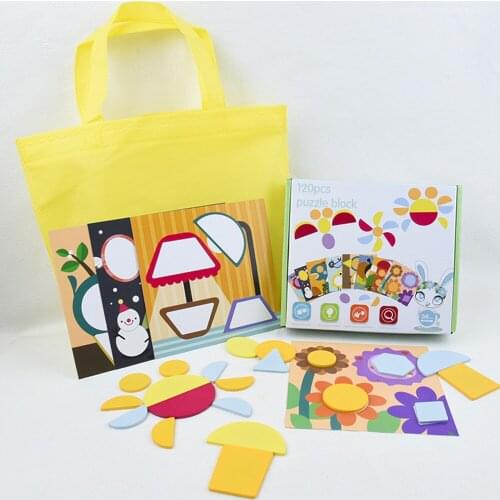 3D Puzzles Sensory Montessori Toys For Kids Composite Picture Jigsaw Puzzle Creative Tangram Kit Educational Toys For Children