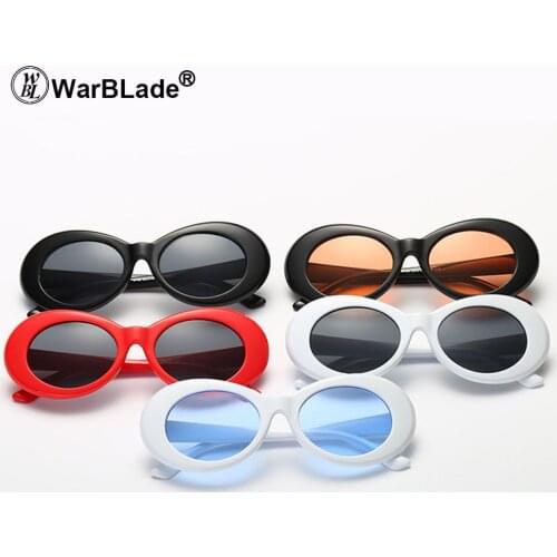 WarBLade Clout Goggle Kurt Cobain Glasses Oval Sunglasses Ladies 2020 Vintage Retro Sunglasses Womens White black Eyewear 5PCS