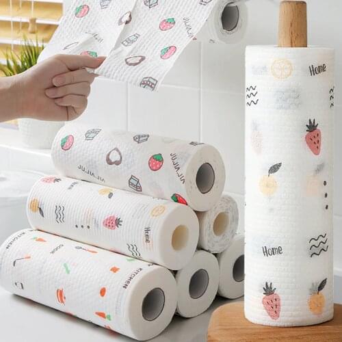 50Pcs/Roll Disposable Lazy Rags Bamboo Towels Wet And Dry For Kitchen Dishcloths Hand Scouring Pad Organic Dishwashing Cloth