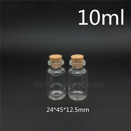 Free Shipping 1000pcs/lot 10ml 24*45mm Wishing Glass Bottle With Cork ,High-quality 10cc Glass Vials Display Bottle Wholesale