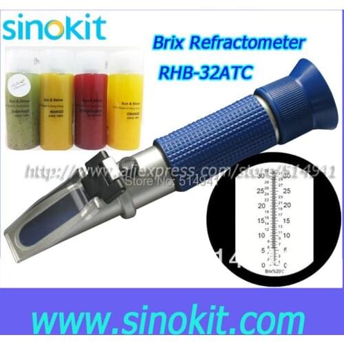 Free Shipping Brix Blue Grip Refractometer RHB-32ATC Blue handle