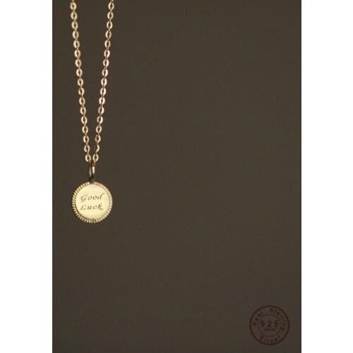 Bohemian Simple Round Brand "goodluck" Lucky Tag Necklace Women Banquet Wedding fashion Jewelry Accessories Girlfriend Gift