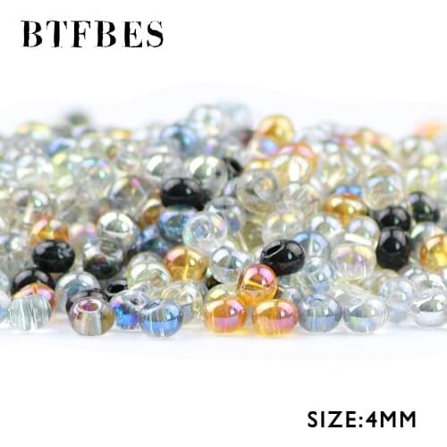 BTFBES Earrings Pendant Shape Austrian Crystal 4*6mm 100pcs Multicolored Transparent Glass Spacer Ball Beads For Jewelry Making