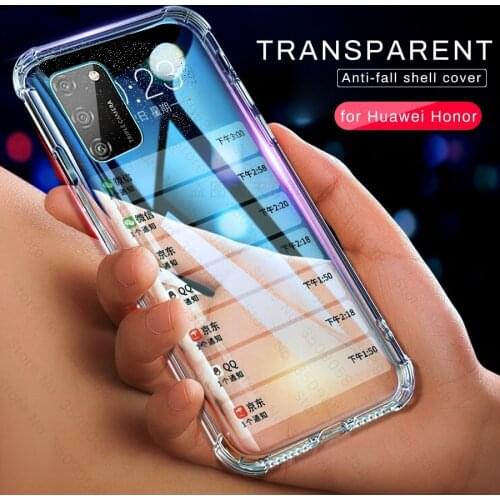 Transparent airbag case honor 20 10 lite light 20s 10i 30 pro plus cases cover honor 9x premium 9c 9a silicone shockproof coque