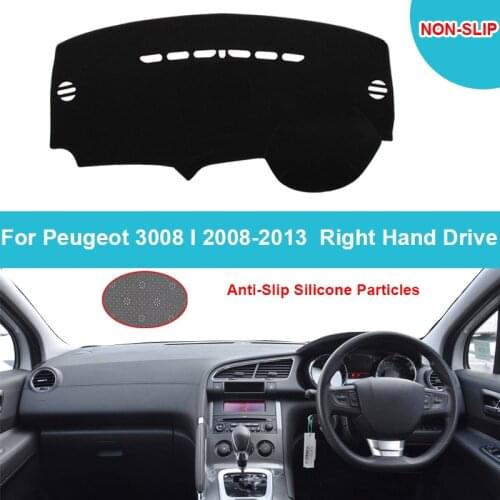 Flannel Suede Polyester Car Dashboard Cover Dash Mat For Peugeot 3008 I 2008 - 2013 RHD Carpet Cape Car Rug 2012 2011 2010 2009