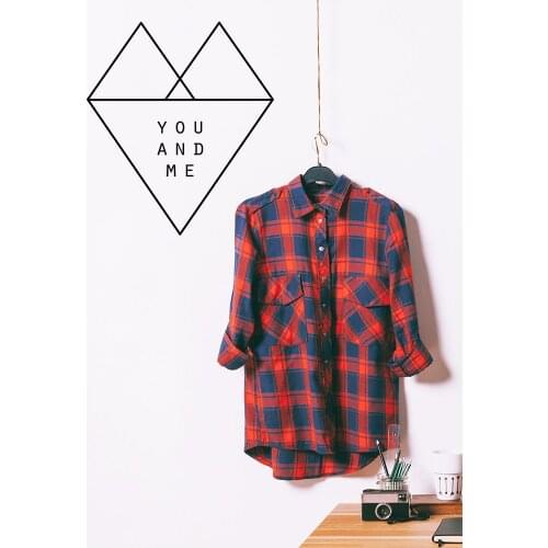 Geometric Heart You and Me Wall Decal Vinyl Quotes Wall Sticker For Living Room Bedroom Art Removable Murals Vinyl Sticker S-592