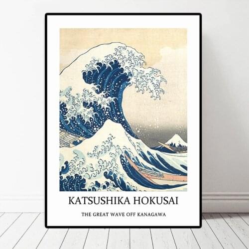 Hokusai The Great Wave Poster Katsushika Hokusai Exhibition Canvas Painting Living Room Bedroom Decor Wall Art Prints Poster