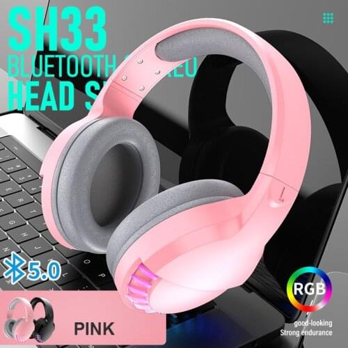 SH33 Gaming Headphone Headset Gamer Dual-Mode Bluetooth V5.0 Wireless / Wired RGB Headphone Foldable Stereo Noise Canceling