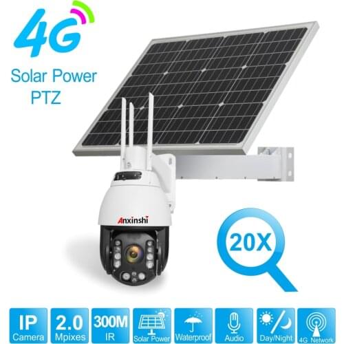 MTStar 1080P 20X Zoom 4G 3G WIFI Outdoor PTZ Security Camera With 60W 40AH Solar Power