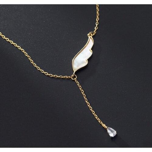 KOFSAC Cute 925 Sterling Silver Necklace For Women Jewelry Shell Wings Water Droplets Tassel Pendant Lady Valentines Day Gifts