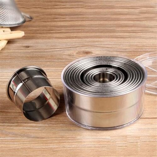 12Pcs/set Round Stainless Steel Dumpling Wrappers Cookie Cutters Smooth Buscuit Mould Kitchen Dining Bakeware Pastry Tools