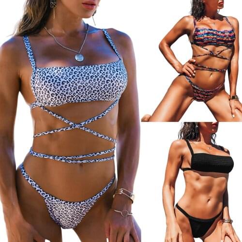 Meihuida 2 Pieces Swimsuits, Solid Color/ Floral Print Bikini Top+ Swimming Trunks for Women, S/M/L/XL