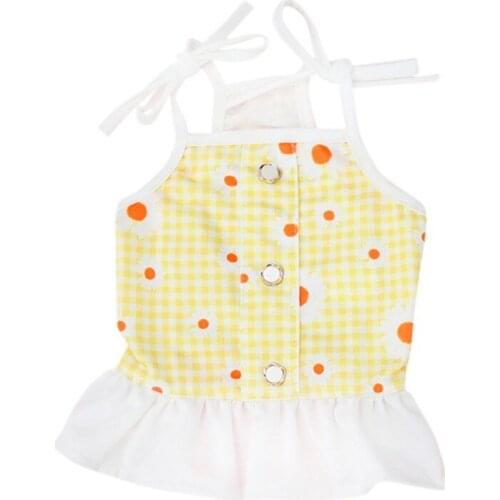 Pet Dog Summer Dresses Puppy Clothes Cute Floral Print Polyester Clothing Lace Cat Dog Skirts Dogs Suspender Skirt