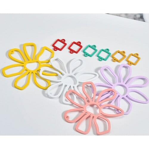 Min order 20pcs/lot color Rubber painting carton flowers/square shape alloy floating locket charms diy jewelry earrings pendant