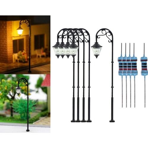 100x Model Railway Train Lamp Post 2.48inch Street White Lights HO Scale LEDs