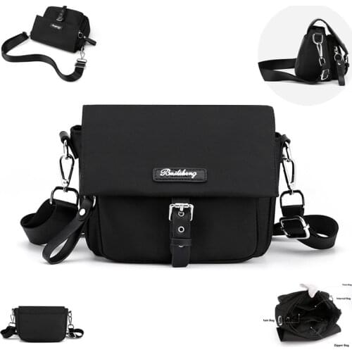 Fashion Crossbody Messenger Bag Women 2021 Shoulder Bag Top Handle Nylon Black Handbag Small Girls Phone Hand Bag Pack Purse