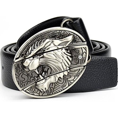 Mens cool Belt Tiger Dragon Wolf Scorpion spider Vulture Eagle skull Undead ghost poker cross Buckle Punk rock style