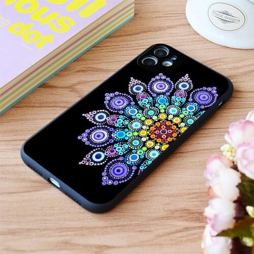 For iPhone Rainbow Love Mandala Print Soft Matt Apple iPhone Case 6 7 8 11 12 Plus Pro X XR XS MAX SE