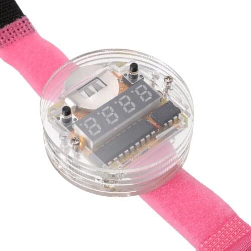 1 Set New DIY LED Digital Watch Electronic Clock Kits With Transparent Cover Smart Electronic Clock Accessories