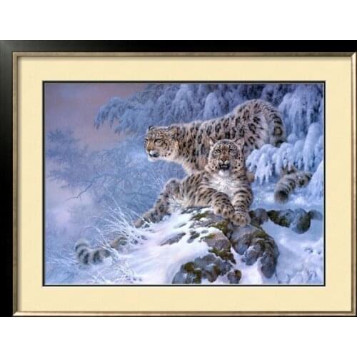 New mosaic full square diamond painting embroidery beads Snow leopard lovers animal rhinestones cross stitch sets semi-finished