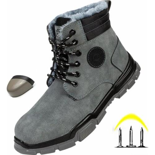 New Winter Boots Men Shoes Indestructible Safety Shoes Men Work Sneakers Waterproof Men Steel Toe Shoes Military Tactics Boots