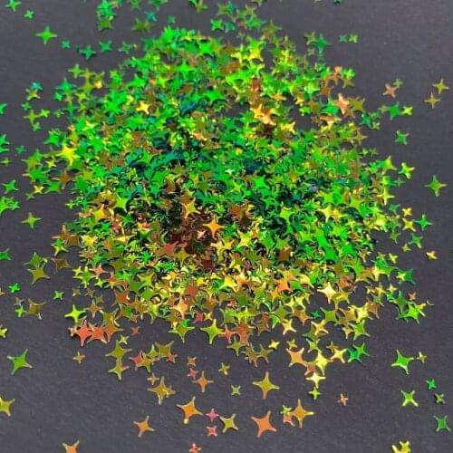 Bulk 1Kg Nail Sparkle Chunky Glitter Flakes Four-pointed Star Shaped Chameleon High Flashing Holographic Nail Design DIY Sequins
