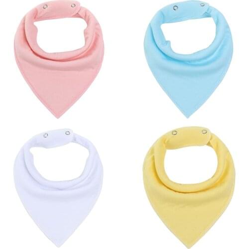 European And American-Style Solid Color-Cotton Baby Bib Double Layer Triangular Towel Mother And Child Supplies 4-Pack