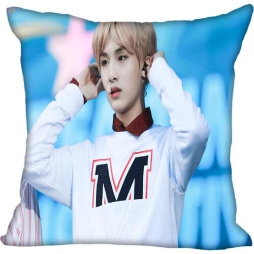 Fan Xi Hot Custom KPOP NCT WINWIN Printed Silk Square Pillowcase Home Decorative zipper Satin Pillowcases (One Side)