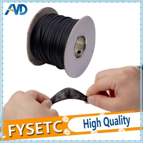 100Meter/pack Expandable Braided PET Premium Cable 6mm/8mm/10mm Dia Sleeve Black Certification ROHS 3D Printer Accessories