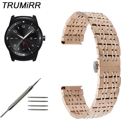22mm Stainless Steel Watch Band for LG G Watch W100 W110 W150 Urbane Asus ZenWatch 1 2 Men Butterfly Buckle Strap Wrist Bracelet