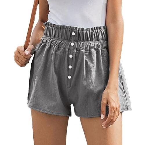 Women Shorts A-line Wide Leg Summer Solid Color High Waist Buttons Shorts for Dating Women Clothing Street wear Black xxl