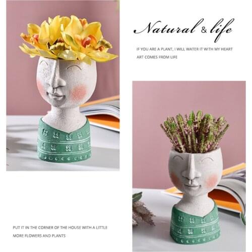 Creative Portrait Flower Pot Resin Succulent Plant Pot Human Face Flowerpot Desktop Vase Balcony Home Garden Decor Accessories