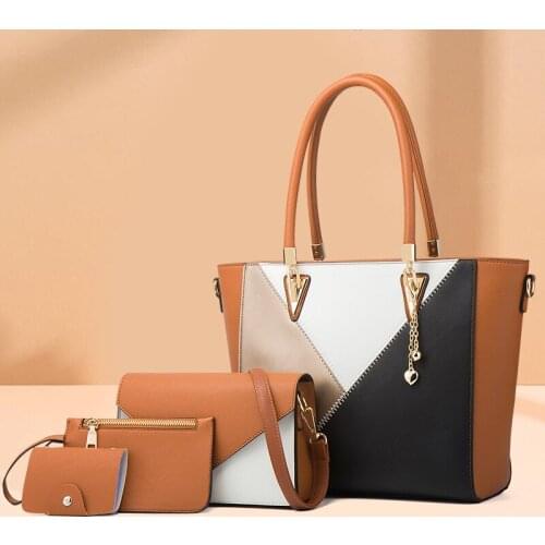 Large Capacity Women Pu Leather Handbags High Quality Ladies 4 Pieces Set Tote Shoulder Bag Designer Crossbody Bags for Women