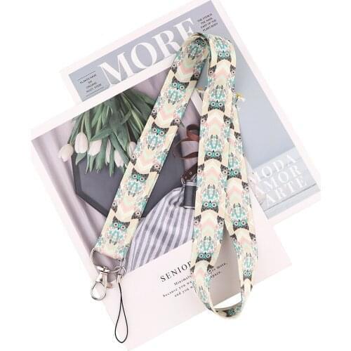 MD912 DMLSKY Funny Cartoon Owl Lanyard Keychains Accessory For Mobile Phone USB ID Badge Holder Keys Straps Tags Neck lanyard