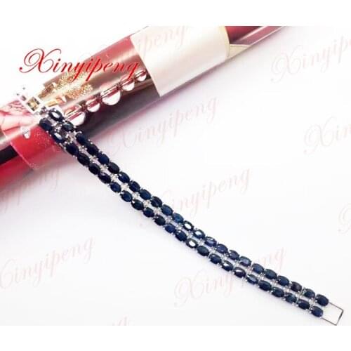 925 sterling silver with 100% natural sapphire bracelet women with Luxury and generous A wedding gift