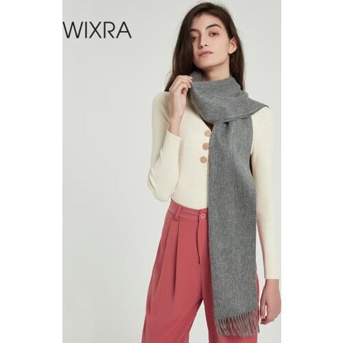 Wixra 2019 Solid Winter Scarf Women Warm Foulard Solid Scarves Fashion Casual Basic Scarfs Cashmere Autumn Winter