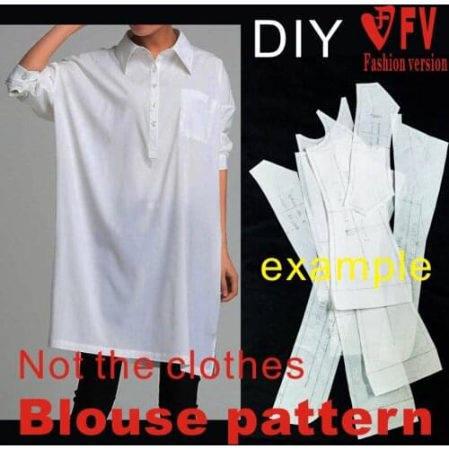 Apparel DIY pattern Falling shoulder womens loose mid-length shirt dress structure drawing 1:1 sewing pattern BCY-59
