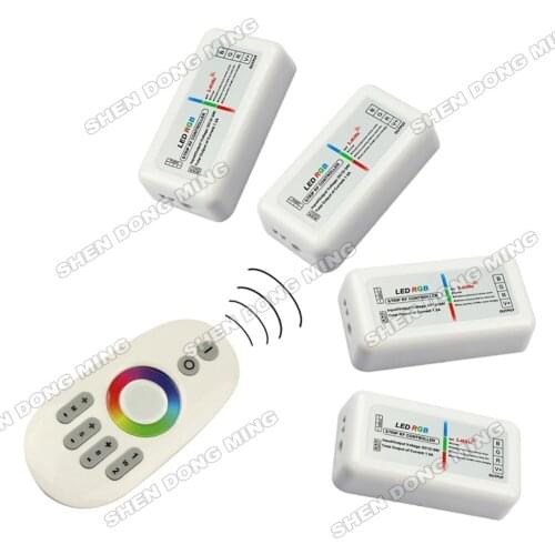 1pcs Remote+4x RGB Controller, 2.4G 4-Zone Wireless RF RGB Controller Dimmer Touch Remote for RGB LED Strip