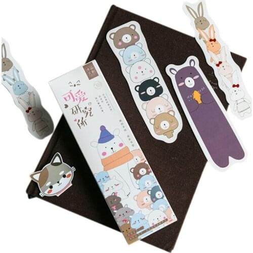 10pack/lot Kawaii Animals Bookmark Bear Cat Paper Cartoon Animals Bookmark Promotional Gift Film Bookmark Gift for Girl
