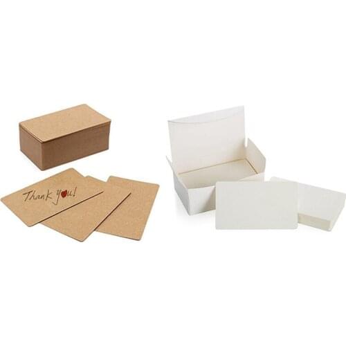 100Pcs Blank Kraft Paper Business Cards Word Card With 100Pcs Blank White Cardboard Paper Message Card Business Cards