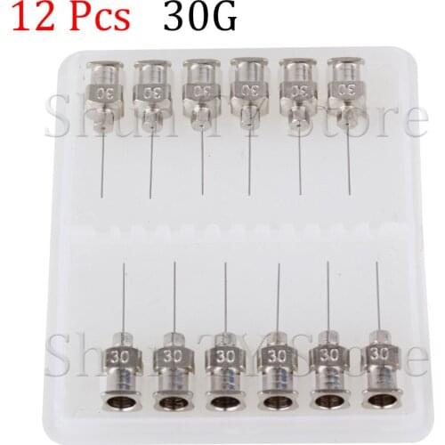 12 Pcs 1/2 Inch Silver Stainless Steel 30Ga Connector Glue Head Dispensing Needle, Suitable For Dispensing Electronic Components