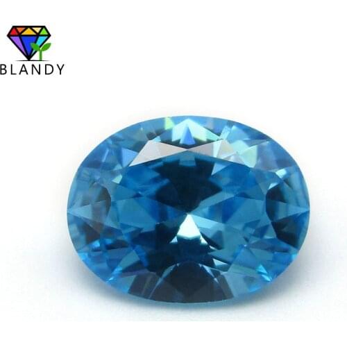 5A Qaulity 2x3~10x14mm Oval Shape Seablue Cubic Zirconia Machine Cut Loose Zirconia Stone Gems For Jewelry