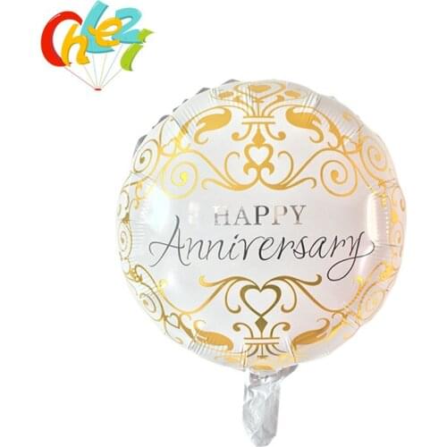 7pcs Happy Anniversary Round Foil Helium Balloons Party commemorate Decoration Foil Globos Wedding Valentines Day balloons