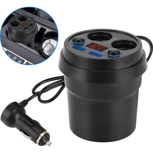 Car Charger Cigarette Lighter Splitter Cup Power Socket Adapter With Voltage LED Display DC 5V 3.1A Mobile Phone Chargers